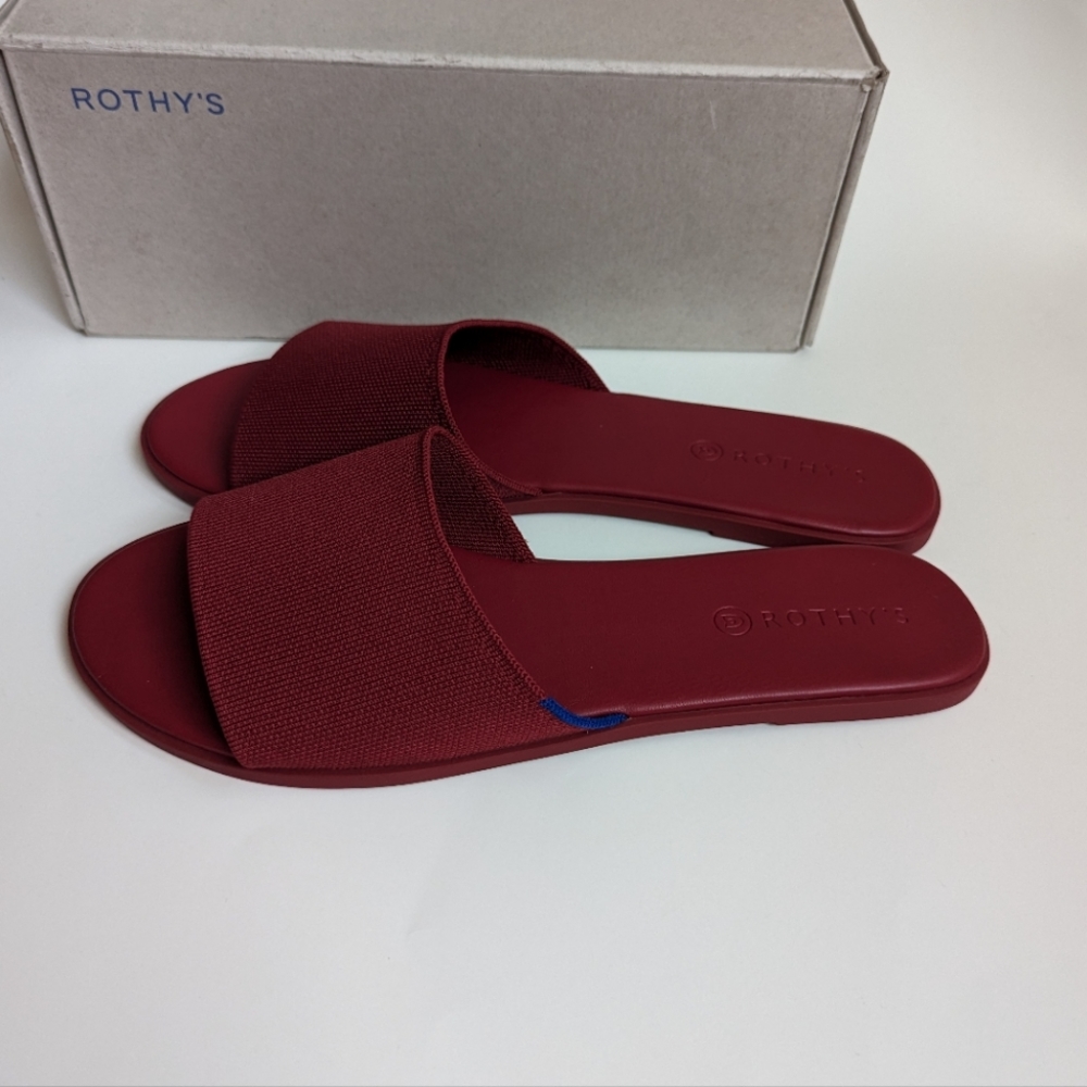 ROTHY'S THE SLIDE SLIP ON SANDALS RED SANGRIA - Picture 5 of 10